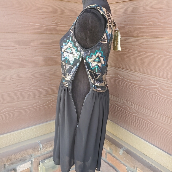 NWT Miami Francesca’s Black Side Zip Sequin Mini Party Dress Women's Size Medium - Picture 9 of 17